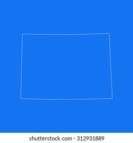 Colorado outline map, stroke. Line style. White and blue. Vector EPS8