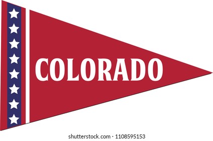 Colorado Pennant, State Flag, Isolated Triangle vector. Red, White, Blue, Stars, Stripes
