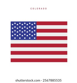 Colorado pixel flag map icon. 8 bit pixel art map covered with american flag. Flat vector illustration isolated on white background.