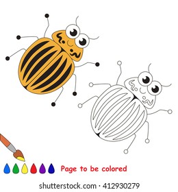 Colorado potato beetle to be colored. Coloring book for children. Visual game.