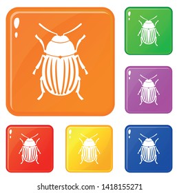 Colorado potato beetle icons set collection vector 6 color isolated on white background