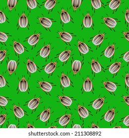 Colorado potato beetles seamless pattern. Vector illustration.
