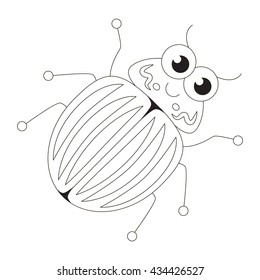 Colorado potato bug to be colored. Coloring book to educate kids. Learn colors. Visual educational game. Easy kid gaming and primary education. Simple level of difficulty. Coloring pages.
