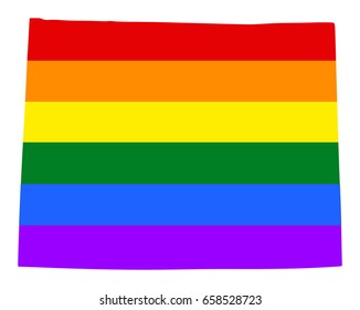 Colorado pride gay vector map with rainbow flag colors. United States of America. Gay flag over map of Colorado state. Rainbow flag. 