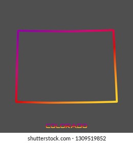 Colorado purple red yellow fluid gradient outline map, stroke. Line style. Vector illustration