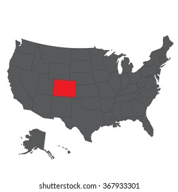 Colorado red map on gray USA map vector