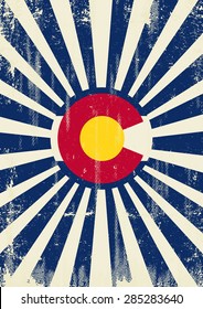 Colorado retro sunbeams. A vintage colorado poster with sunbeams and a a texture for your advertising