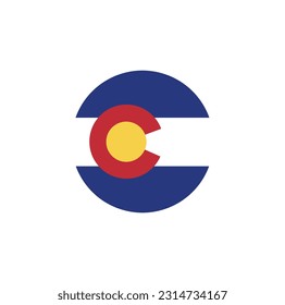 Colorado Round Circle Flag. CO USA State Circular Button Banner Icon. Colorado United States of America State Flag. The Centennial State EPS Vector.