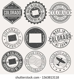 Colorado Set of Stamps. Travel Stamp. Made In Product. Design Seals Old Style Insignia.