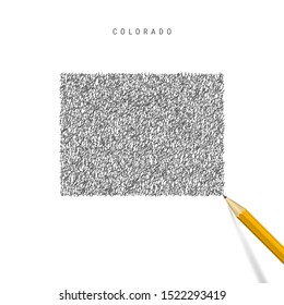 Colorado sketch scribble map isolated on white background. Hand drawn vector map of Colorado. Realistic 3D pencil.