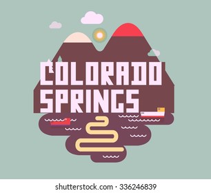 Colorado Spring destination brand logo. vector cartoon