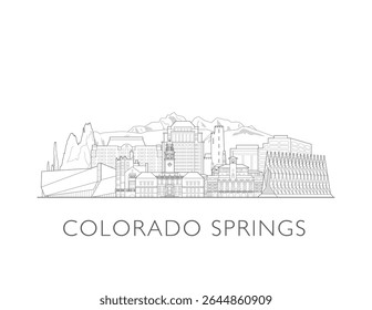 Colorado Springs, desenho de horizonte de ilustração da paisagem urbana