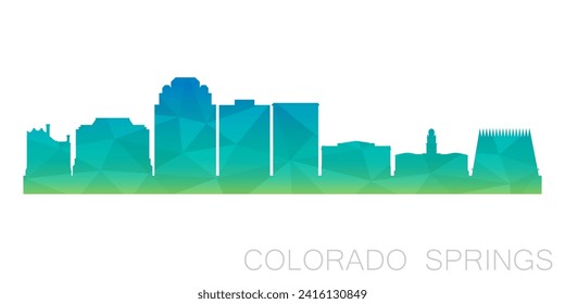 Colorado Springs, CO, USA Low Poly Skyline Clip Art City Design. Geometric Polygon Graphic Horizon Icon. Vector Illustration Symbol.