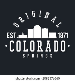 Colorado Springs, CO, USA Skyline Original. A Logotype Sports College and University Style. Illustration Design Vector City.