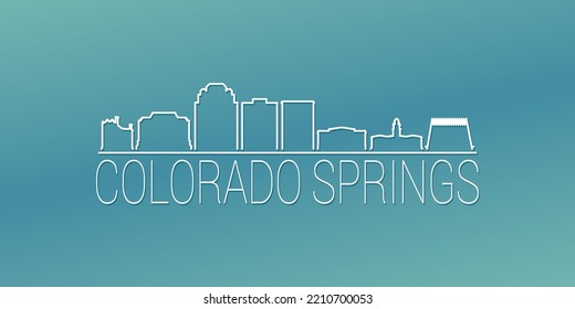 Colorado Springs, CO, USA Skyline Linear Design. Flat City Illustration Minimal Clip Art. Background Gradient Travel Vector Icon.