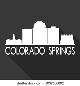 Colorado Springs Flat Icon Skyline Silhouette Design City Vector Art Famous Buildings.