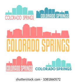 Colorado Springs Flat Icon Skyline Vector Silhouette Design Set Logo.