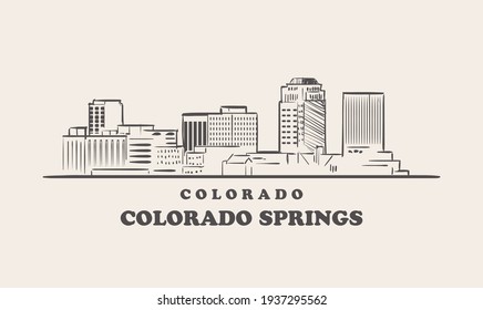 Colorado Springs skyline, colorado drawn sketch