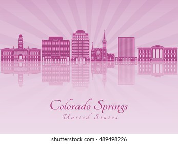 Colorado Springs skyline in purple radiant orchid in editable vector file