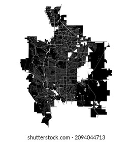 Colorado Springs, Colorado, United States, high resolution vector map with city boundaries, and editable paths. The city map was drawn with white areas and lines for main roads, side roads and waterco