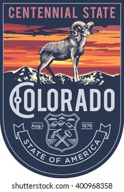 Colorado State Emblem Dawn On Red 스톡 일러스트 642563167 | Shutterstock