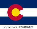 Colorado state flag 3-2 ratio. Part of The United States of America. Clean design for print, web, or educational use. Vector illustration.