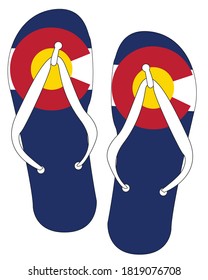 Colorado State Flag flip flop shoe silhouette on a white background