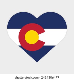 Colorado state flag vector icon design. Colorado state flag in Heart shape. Vector Colorado flag in Heart.
