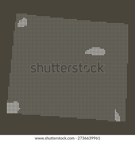 Colorado State Grey and White Dotted Map on Brown for Renewable Energy Pathways and Solar Infrastructure. Colorado state dotted map. 