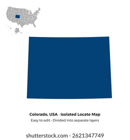 Colorado State, Locate Isolated Map Shilloutte