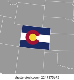 Colorado state map with flag. Vector illustration.