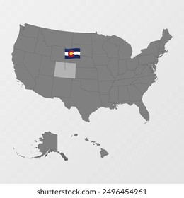 Colorado state map with flagpole. Vector illustration.