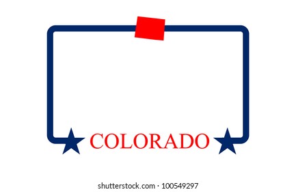 Colorado state map, frame and name.