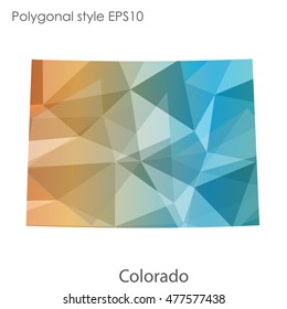 Colorado state map in geometric polygonal,mosaic style.Abstract gems triangle,modern design background. Vector illustration EPS10
