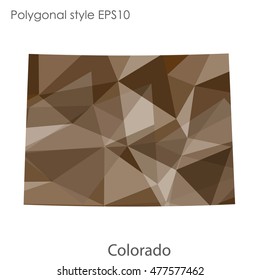 Colorado state map in geometric polygonal,mosaic style.Abstract gems triangle,modern design background. Vector illustration EPS10