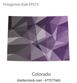 Colorado state map in geometric polygonal,mosaic style.Abstract gems triangle,modern design background. Vector illustration EPS10