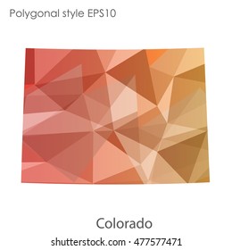 Colorado state map in geometric polygonal,mosaic style.Abstract gems triangle,modern design background. Vector illustration EPS10