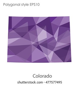 Colorado state map in geometric polygonal,mosaic style.Abstract gems triangle,modern design background. Vector illustration EPS10