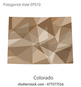 Colorado state map in geometric polygonal,mosaic style.Abstract gems triangle,modern design background. Vector illustration EPS10