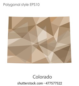 Colorado state map in geometric polygonal,mosaic style.Abstract gems triangle,modern design background. Vector illustration EPS10