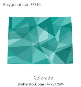 Colorado state map in geometric polygonal,mosaic style.Abstract gems triangle,modern design background. Vector illustration EPS10