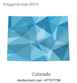 Colorado state map in geometric polygonal,mosaic style.Abstract gems triangle,modern design background. Vector illustration EPS10