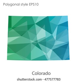 Colorado state map in geometric polygonal,mosaic style.Abstract gems triangle,modern design background. Vector illustration EPS10