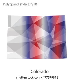 Colorado state map in geometric polygonal,mosaic style.Abstract gems triangle,modern design background. Vector illustration EPS10