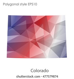 Colorado state map in geometric polygonal,mosaic style.Abstract gems triangle,modern design background. Vector illustration EPS10