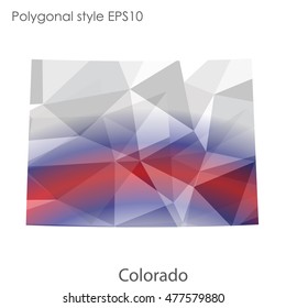 Colorado state map in geometric polygonal,mosaic style.Abstract gems triangle,modern design background. Vector illustration EPS10
