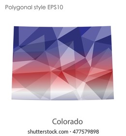Colorado state map in geometric polygonal,mosaic style.Abstract gems triangle,modern design background. Vector illustration EPS10