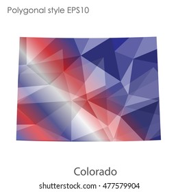 Colorado state map in geometric polygonal,mosaic style.Abstract gems triangle,modern design background. Vector illustration EPS10
