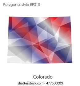 Colorado state map in geometric polygonal,mosaic style.Abstract gems triangle,modern design background. Vector illustration EPS10