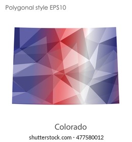 Colorado state map in geometric polygonal,mosaic style.Abstract gems triangle,modern design background. Vector illustration EPS10